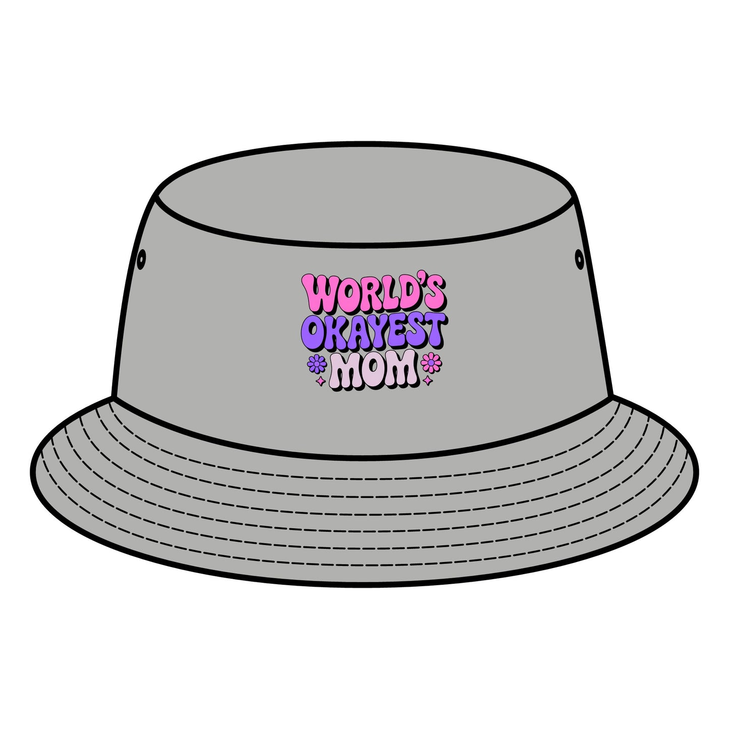 World's Okayest Mom Bucket Hat | Fun Gift for Moms, Summer Accessory, Casual Style, Birthday Gift, Outdoor Fashion