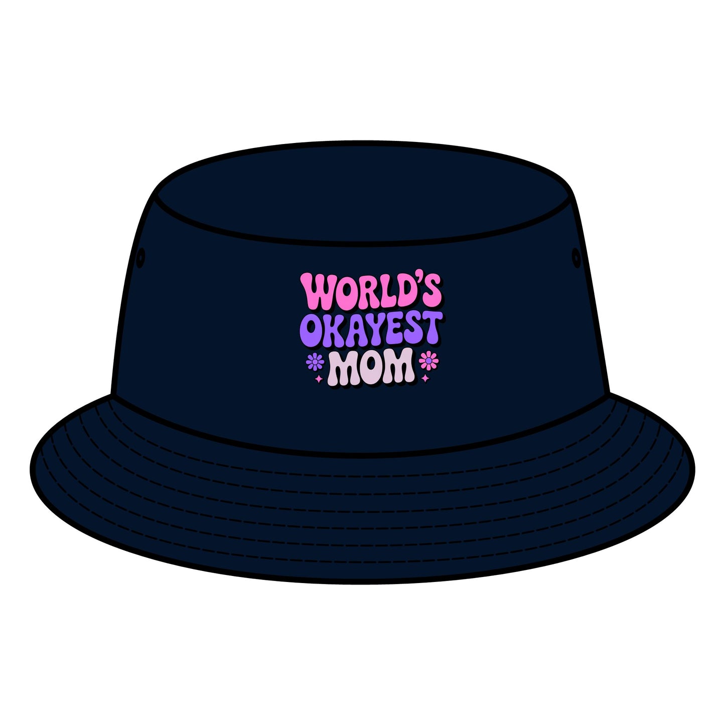 World's Okayest Mom Bucket Hat | Fun Gift for Moms, Summer Accessory, Casual Style, Birthday Gift, Outdoor Fashion