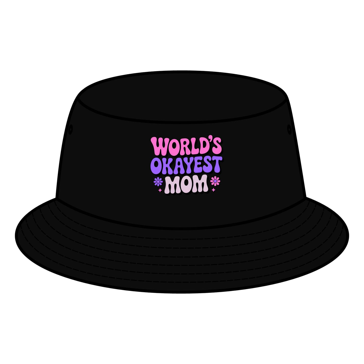 World's Okayest Mom Bucket Hat | Fun Gift for Moms, Summer Accessory, Casual Style, Birthday Gift, Outdoor Fashion