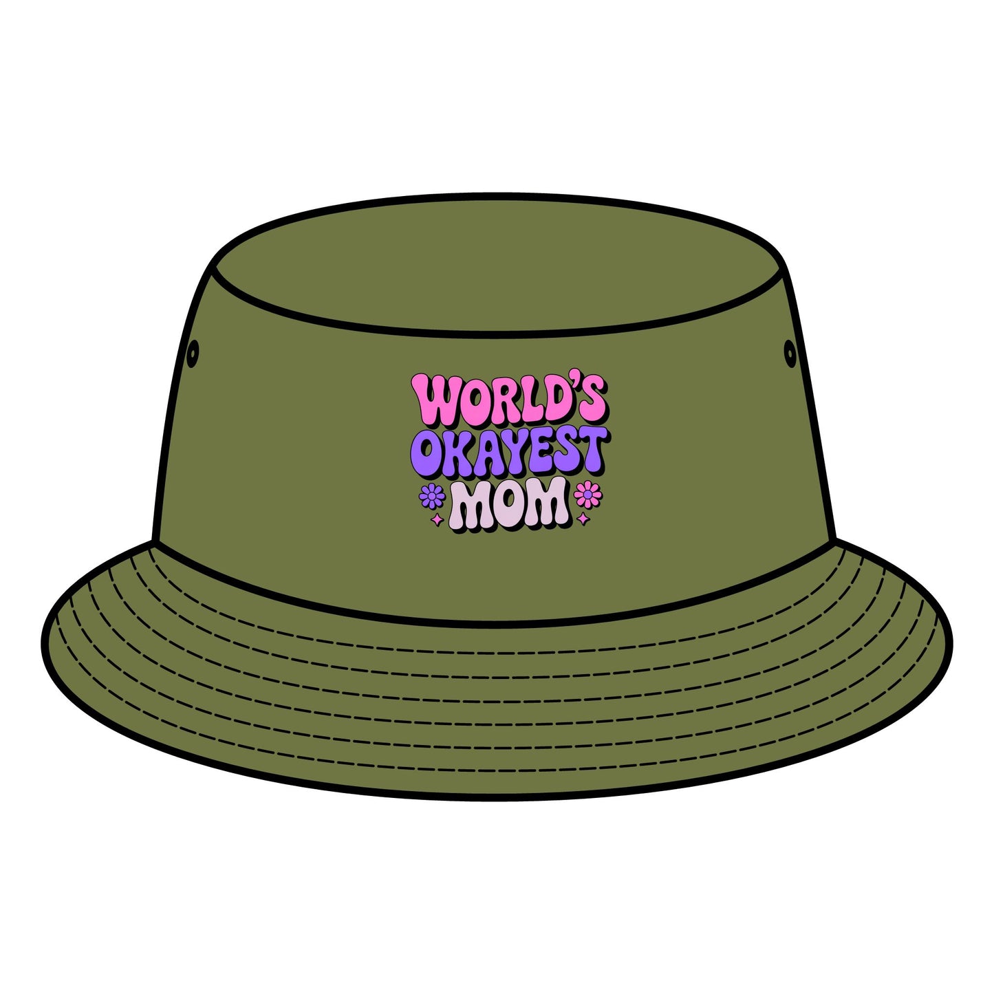 World's Okayest Mom Bucket Hat | Fun Gift for Moms, Summer Accessory, Casual Style, Birthday Gift, Outdoor Fashion