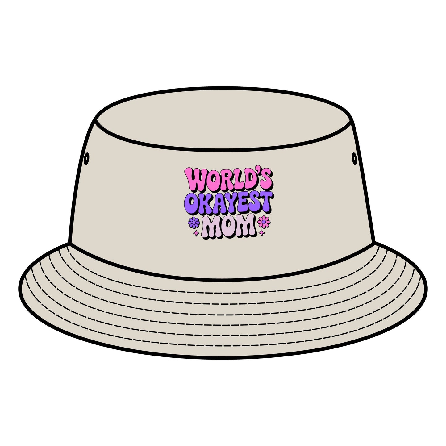 World's Okayest Mom Bucket Hat | Fun Gift for Moms, Summer Accessory, Casual Style, Birthday Gift, Outdoor Fashion