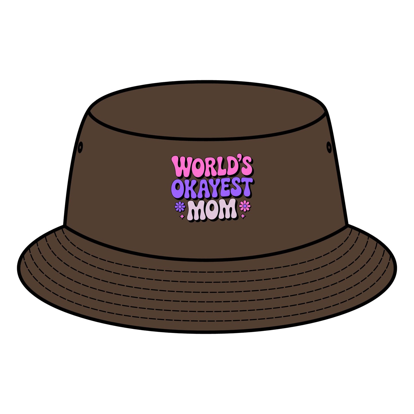 World's Okayest Mom Bucket Hat | Fun Gift for Moms, Summer Accessory, Casual Style, Birthday Gift, Outdoor Fashion
