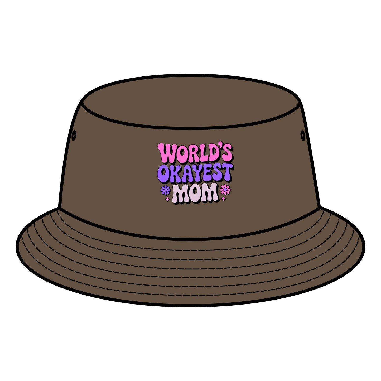 World's Okayest Mom Bucket Hat | Fun Gift for Moms, Summer Accessory, Casual Style, Birthday Gift, Outdoor Fashion