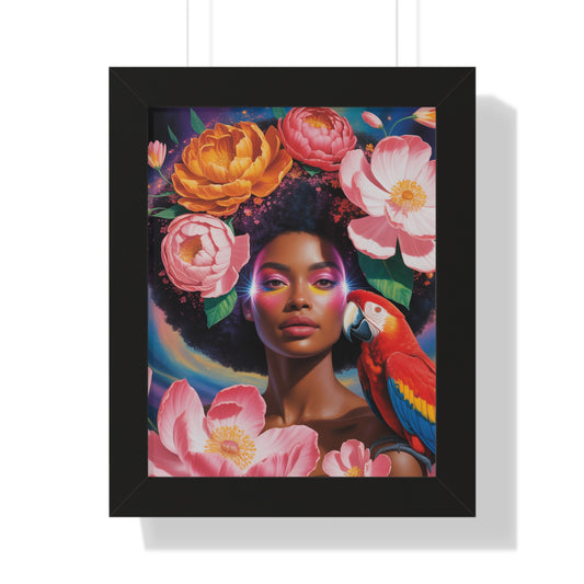 Vibrant Floral Portrait Poster, Wall Art, Boho Decor, Nature-Inspired Gift, Colorful Home Decor, Tropical Wall Hanging, Art for Her